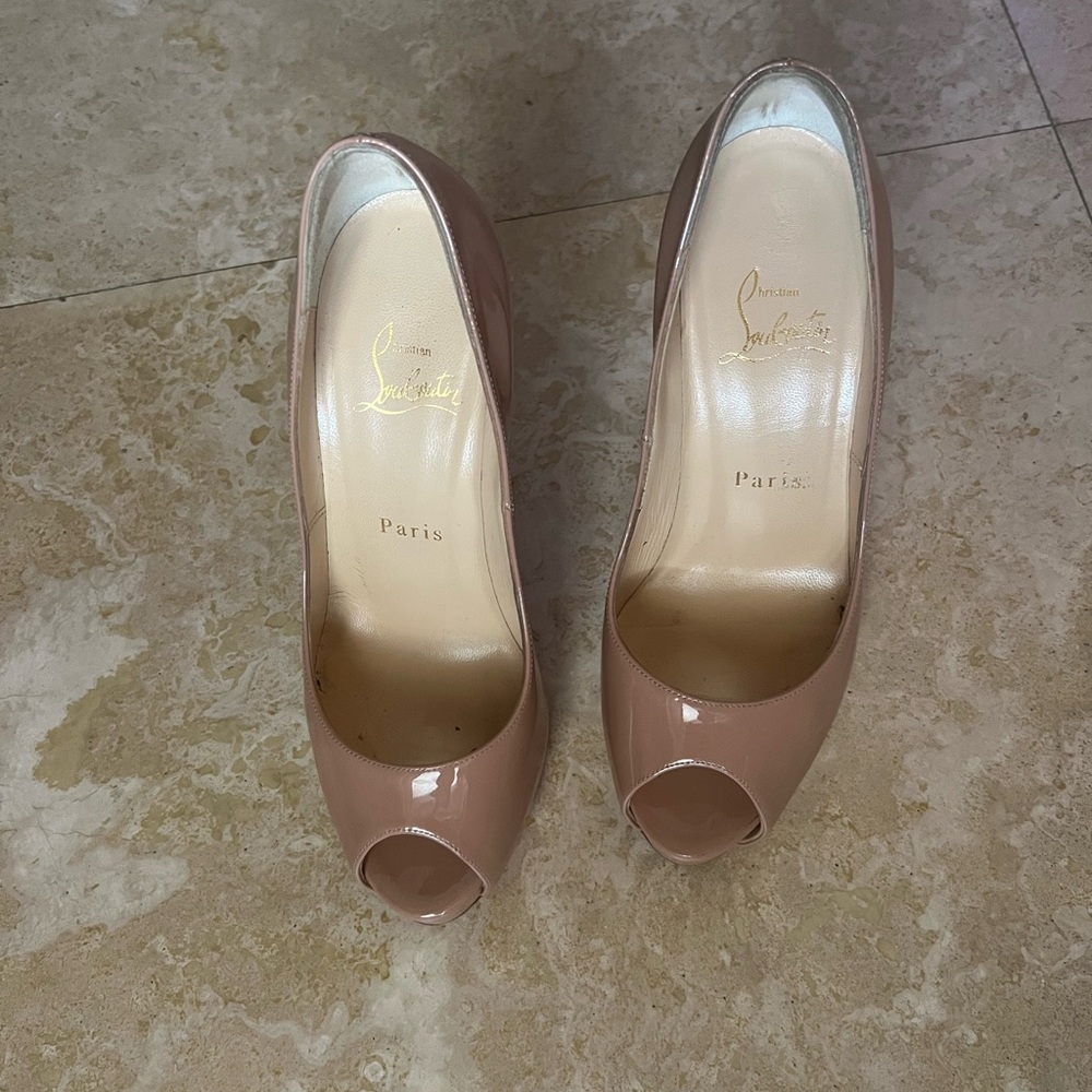 Christian Louboutin Nude Peep Toe Heels